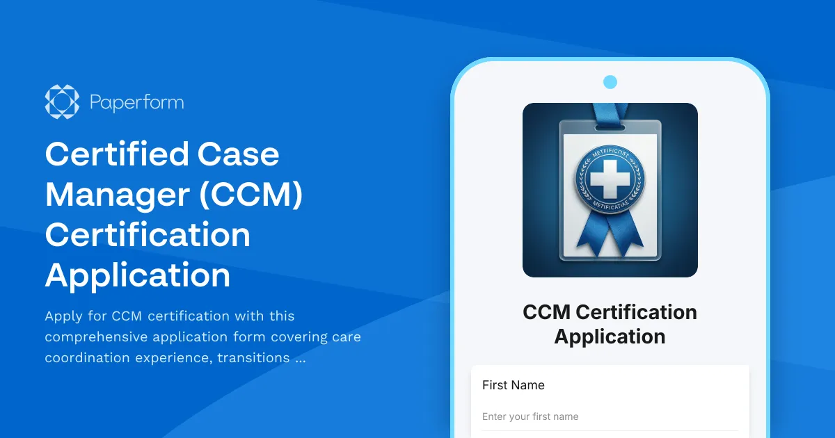 Certified Case Manager (CCM) Certification Application