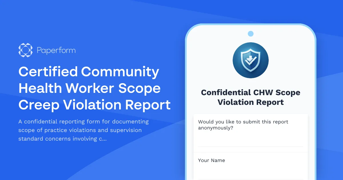 Certified Community Health Worker Scope Creep Violation Report