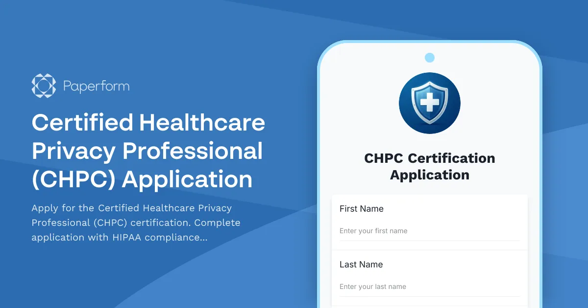 Certified Healthcare Privacy Professional (CHPC) Application