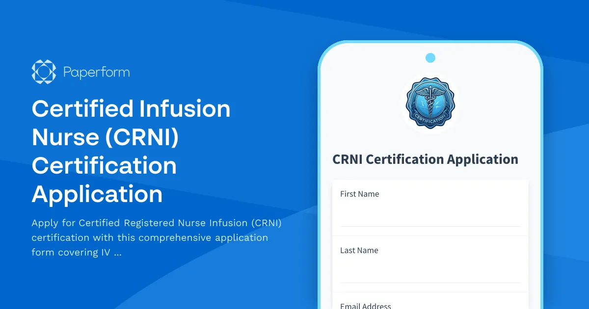Certified Infusion Nurse (CRNI) Certification Application