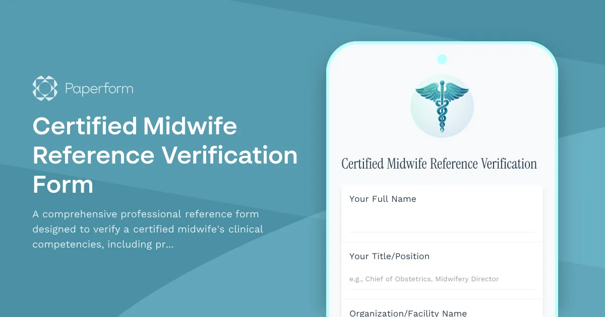 Certified Midwife Reference Verification Form