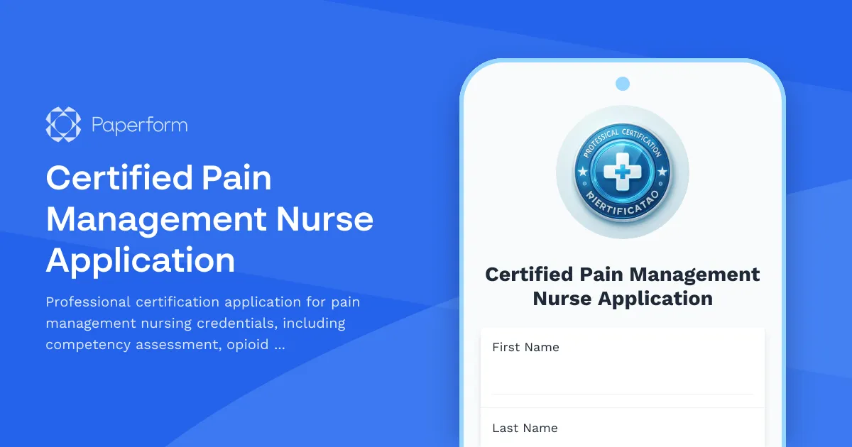 Certified Pain Management Nurse Application