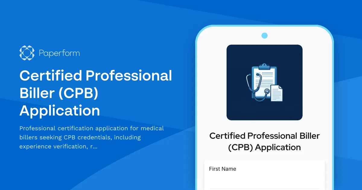 Certified Professional Biller (CPB) Application