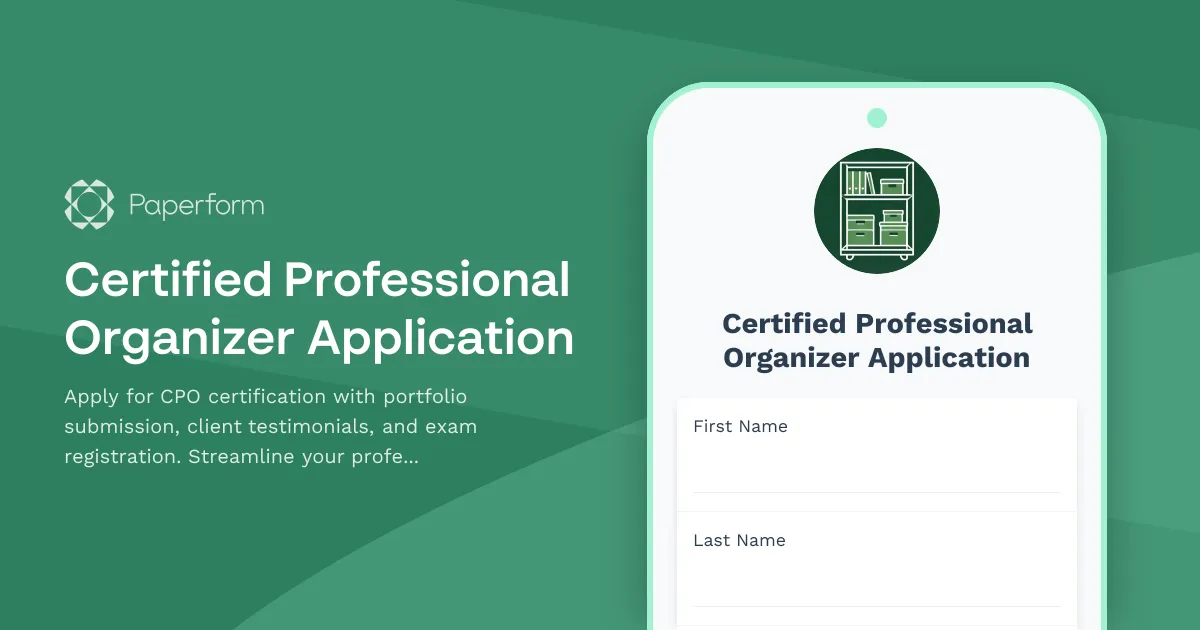 Certified Professional Organizer Application