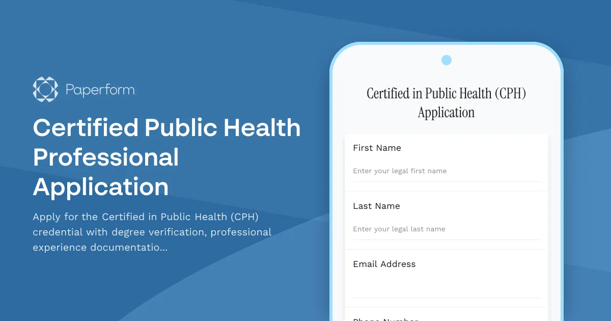 Certified Public Health Professional Application