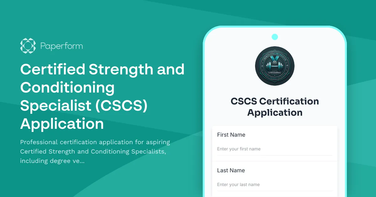 Certified Strength and Conditioning Specialist (CSCS) Application