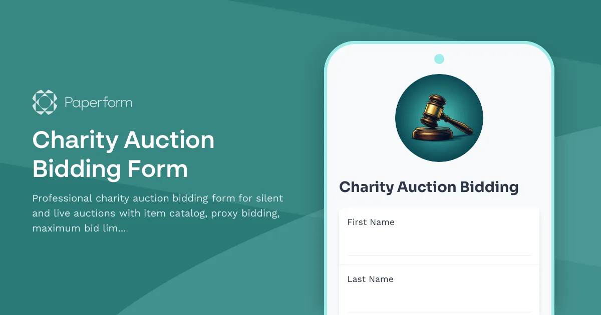 Charity Auction Bidding Form