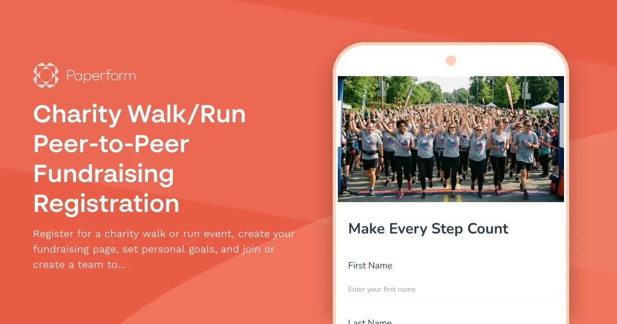 Charity Walk/Run Peer-to-Peer Fundraising Registration