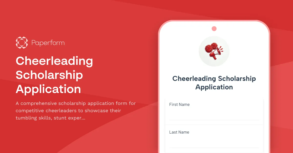 Cheerleading Scholarship Application