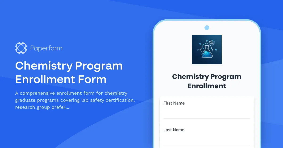 Chemistry Program Enrollment Form