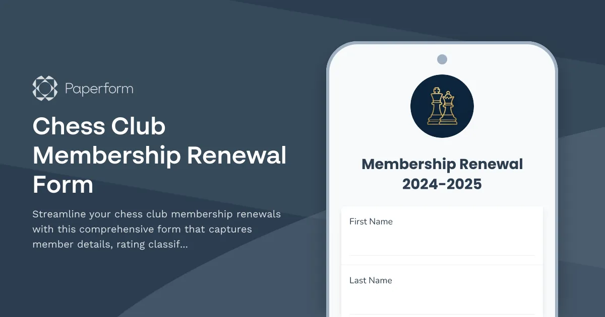 Chess Club Membership Renewal Form