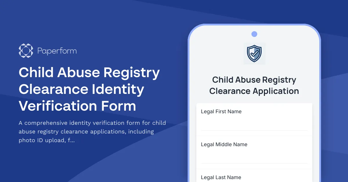 Child Abuse Registry Clearance Identity Verification Form