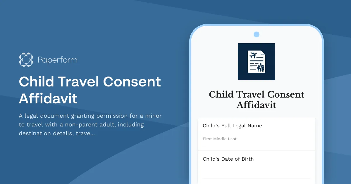 Child Travel Consent Affidavit