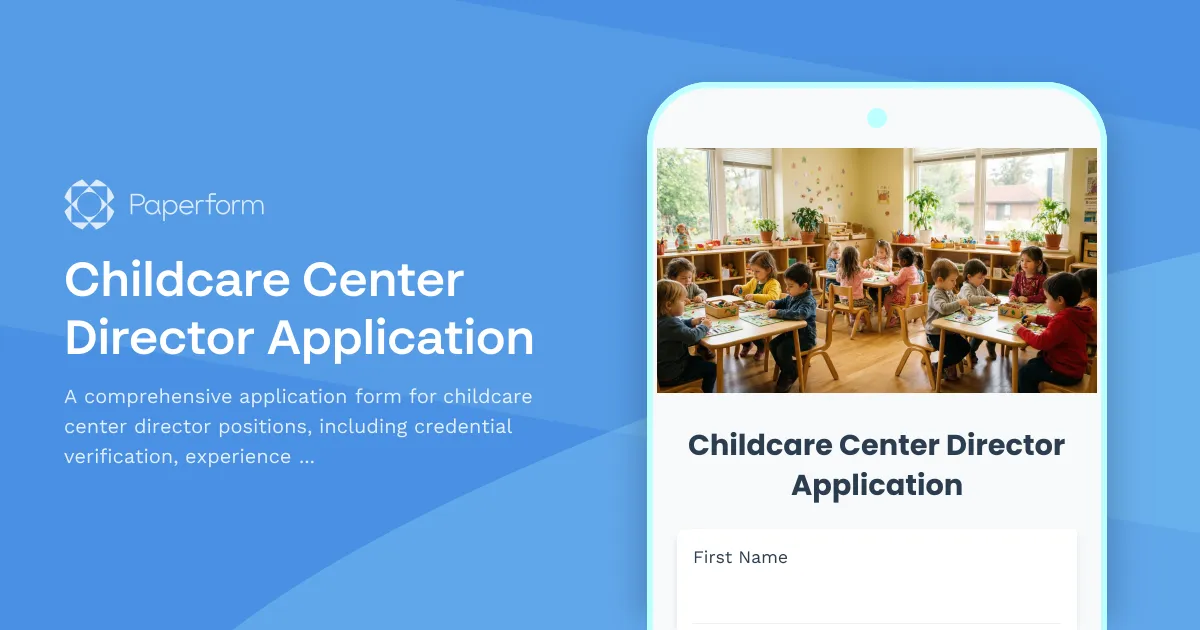 Childcare Center Director Application
