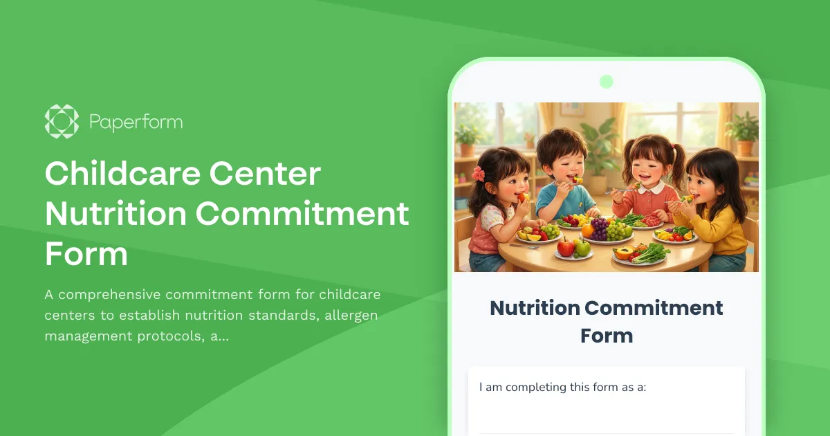 Childcare Center Nutrition Commitment Form