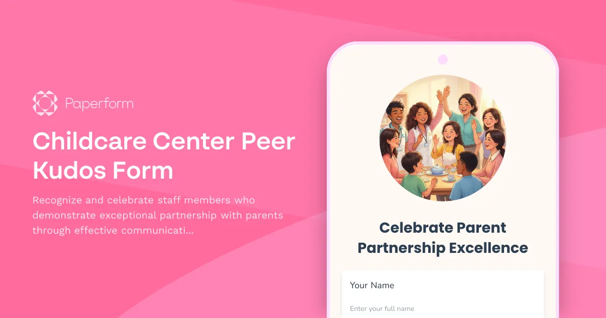 Childcare Center Peer Kudos Form
