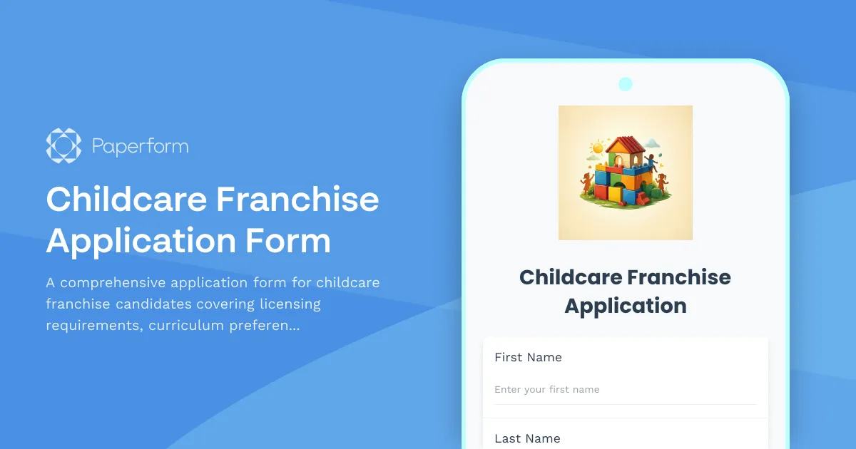 Childcare Franchise Application Form