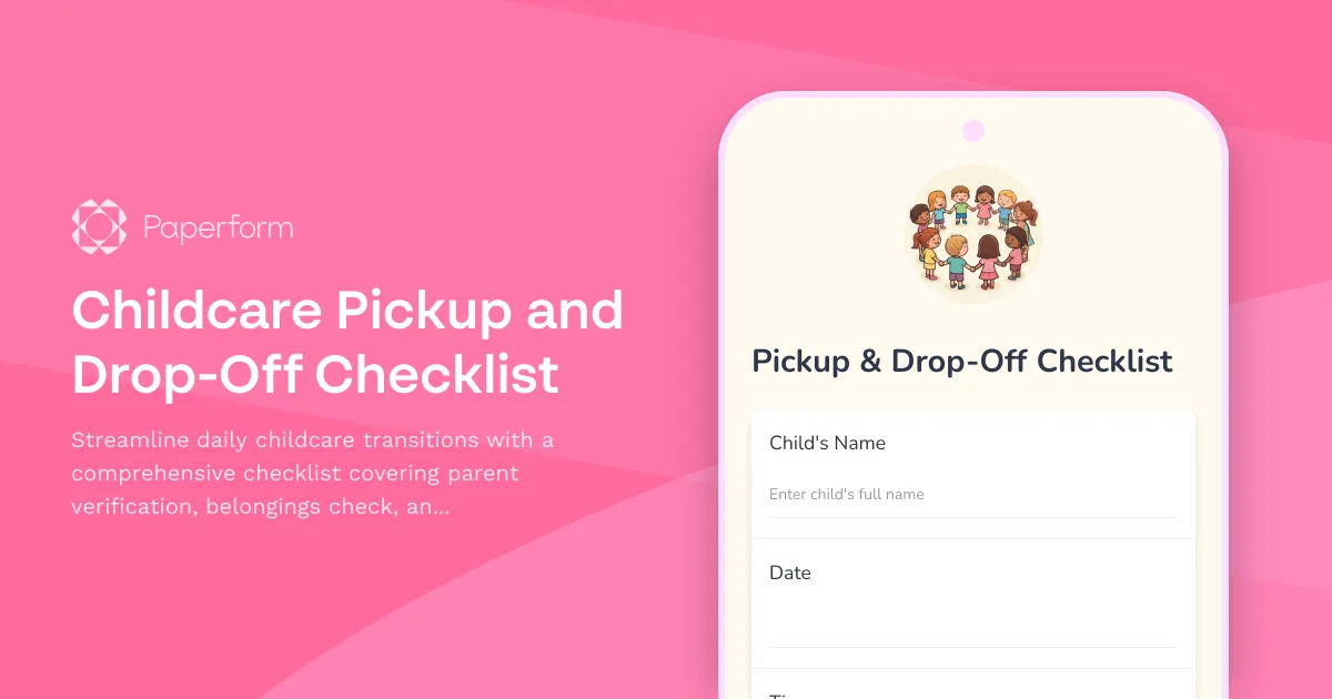 Childcare Pickup and Drop-Off Checklist