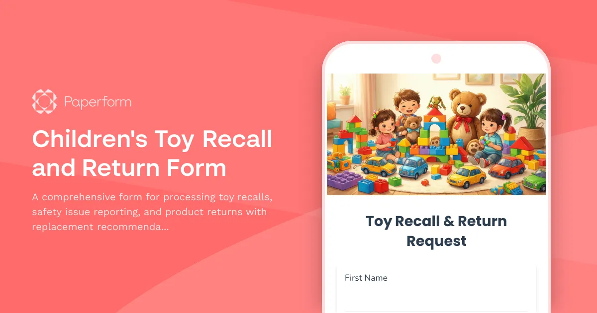 Children's Toy Recall and Return Form