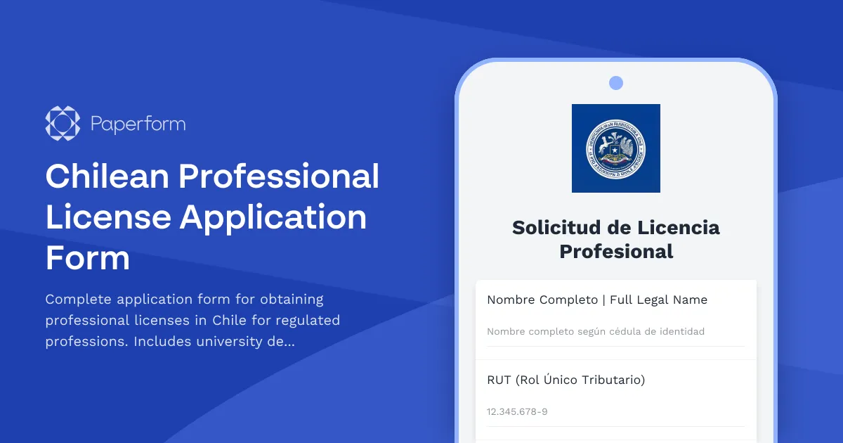 Chilean Professional License Application Form