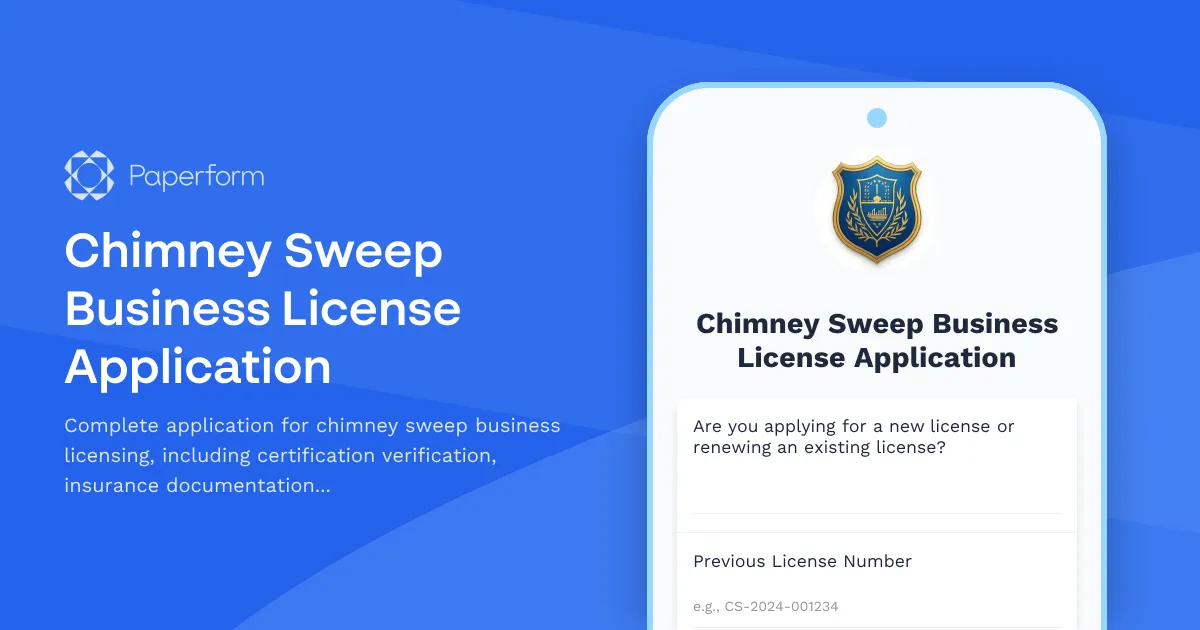 Chimney Sweep Business License Application