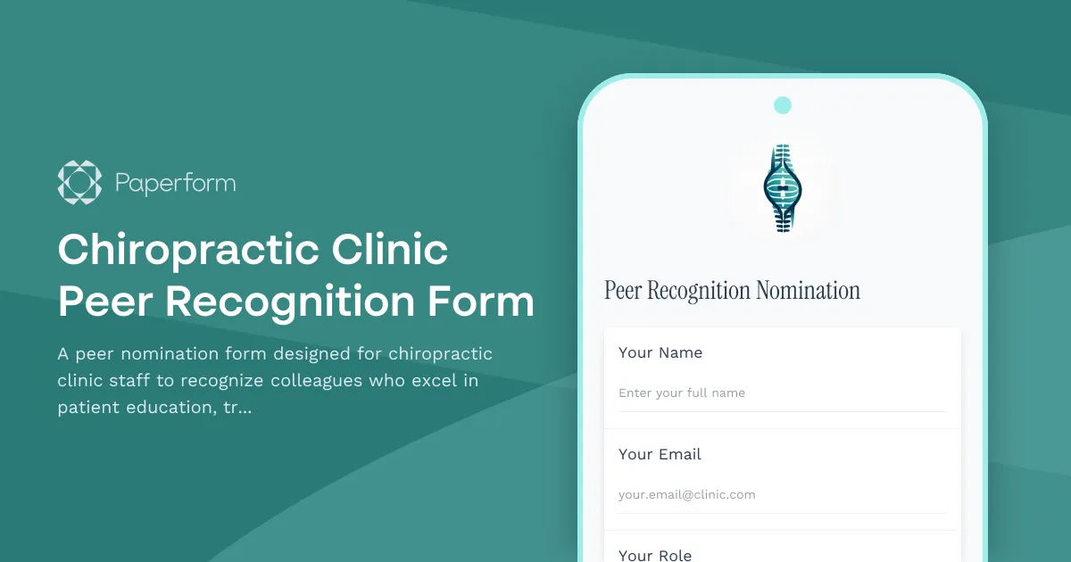 Chiropractic Clinic Peer Recognition Form
