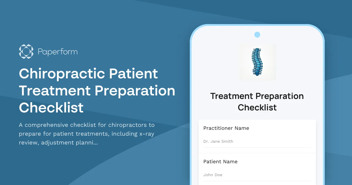 Chiropractic Patient Treatment Preparation Checklist