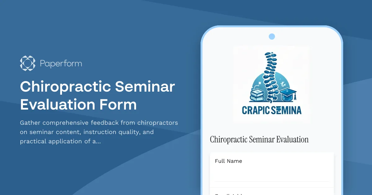 Chiropractic Seminar Evaluation Form