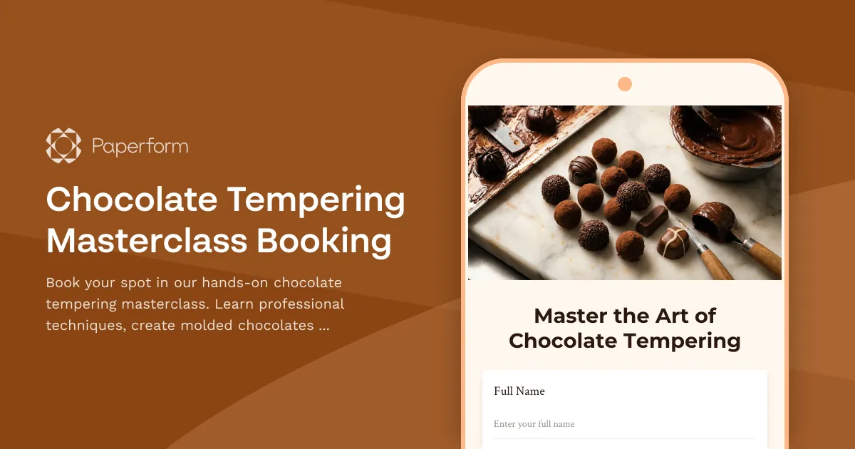 Chocolate Tempering Masterclass Booking