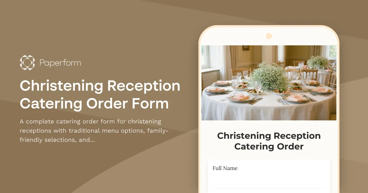 Christening Reception Catering Order Form
