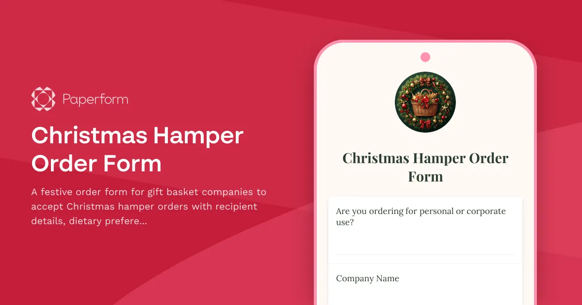 Christmas Hamper Order Form