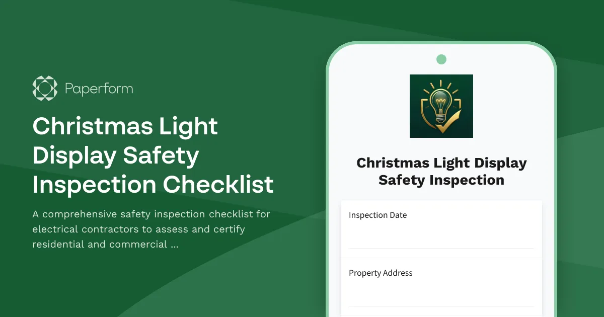 Christmas Light Display Safety Inspection Checklist