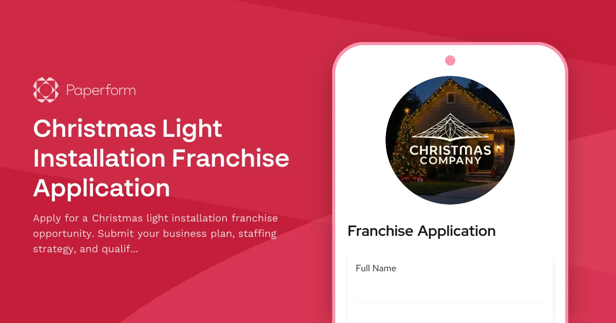 Christmas Light Installation Franchise Application