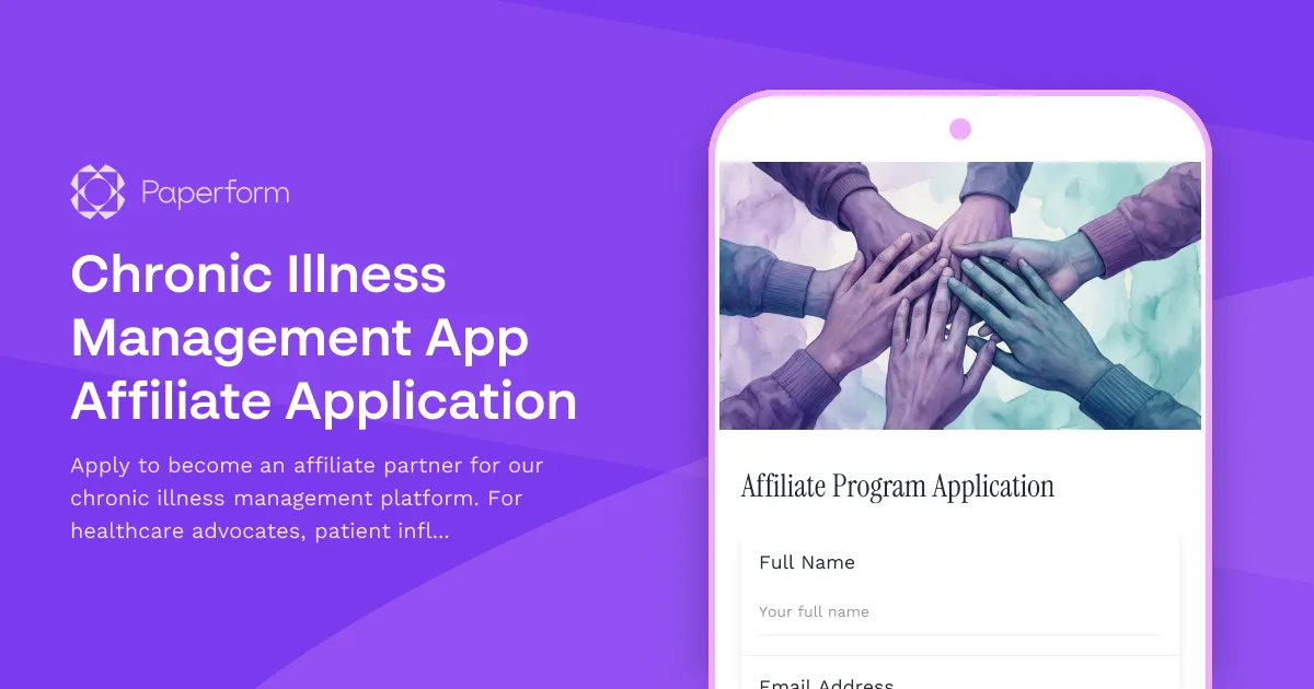 Chronic Illness Management App Affiliate Application