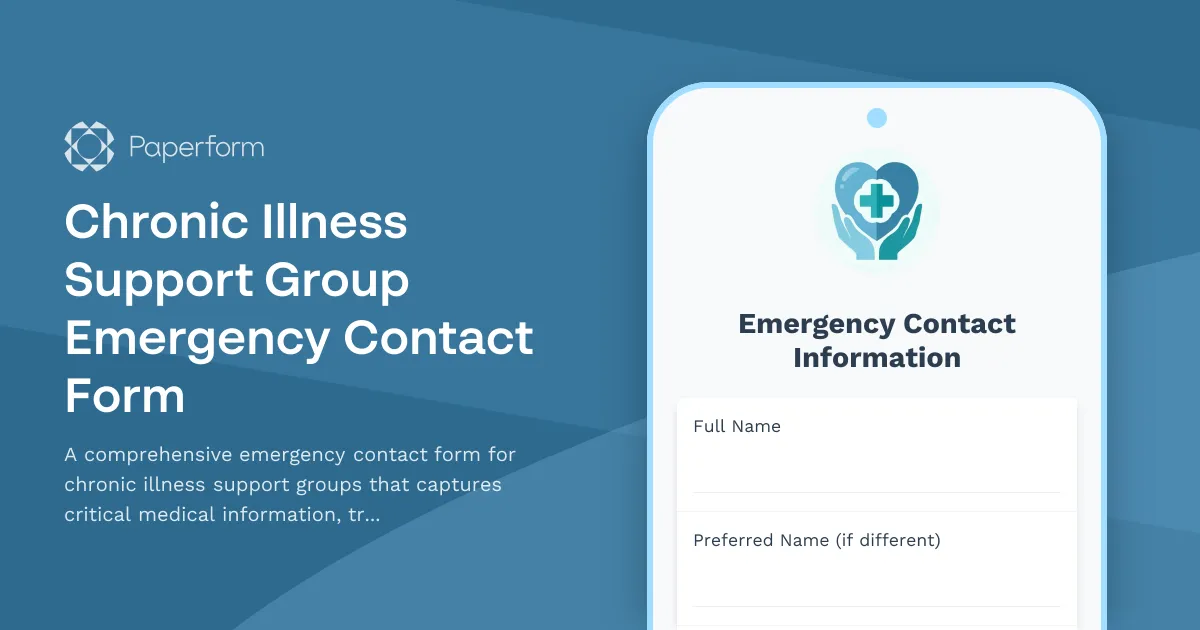 Chronic Illness Support Group Emergency Contact Form