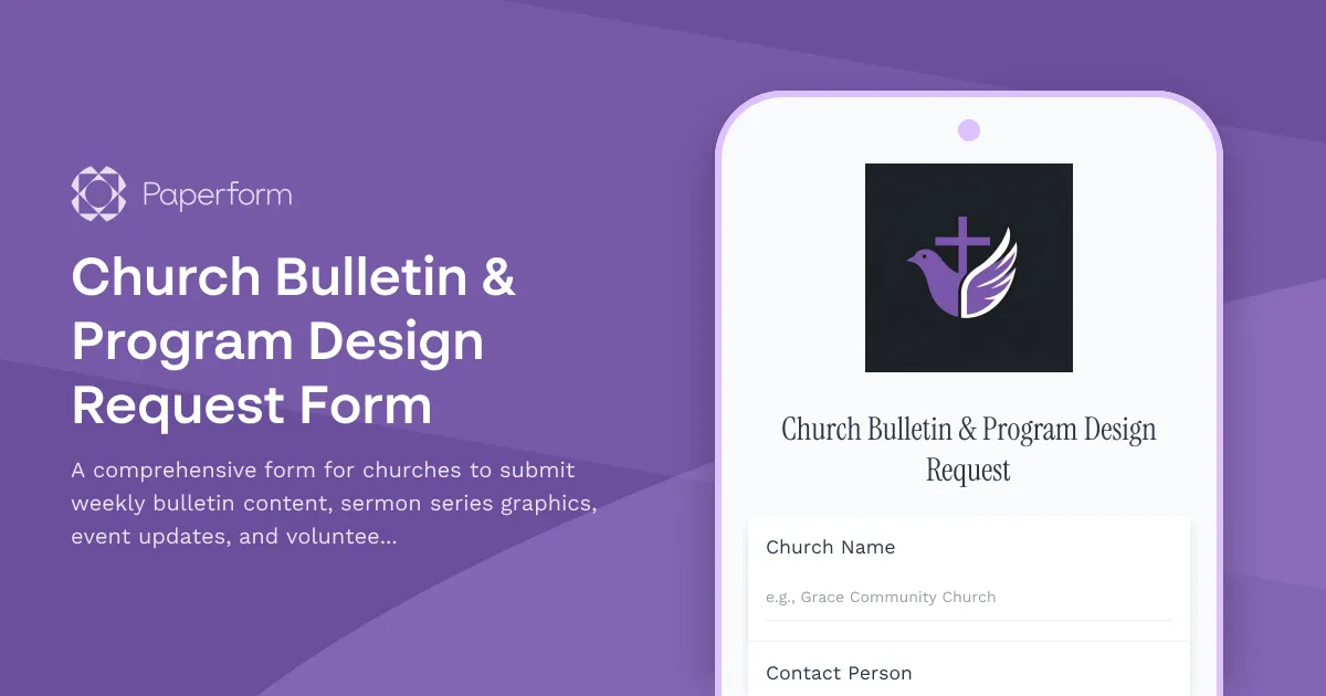 Church Bulletin & Program Design Request Form
