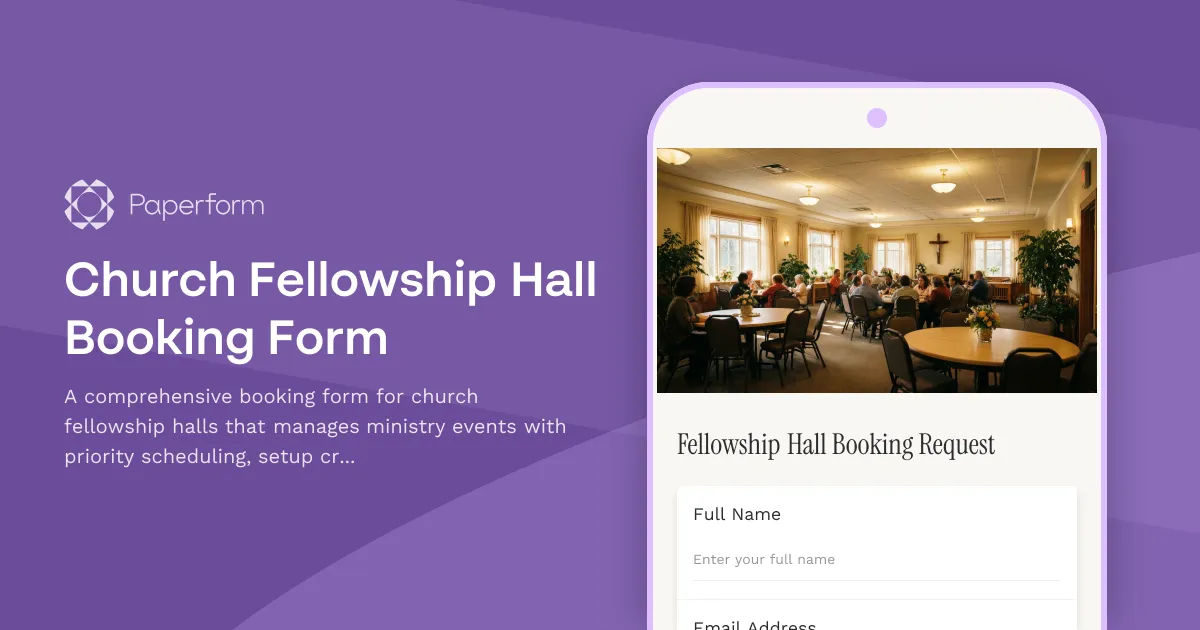 Church Fellowship Hall Booking Form