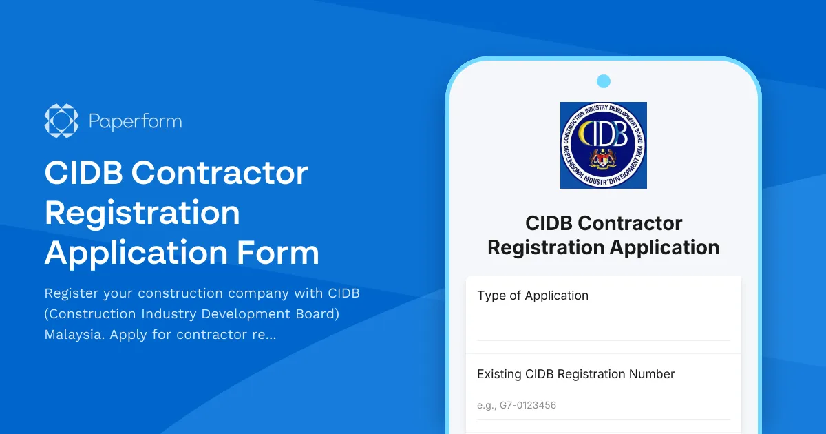 CIDB Contractor Registration Application Form