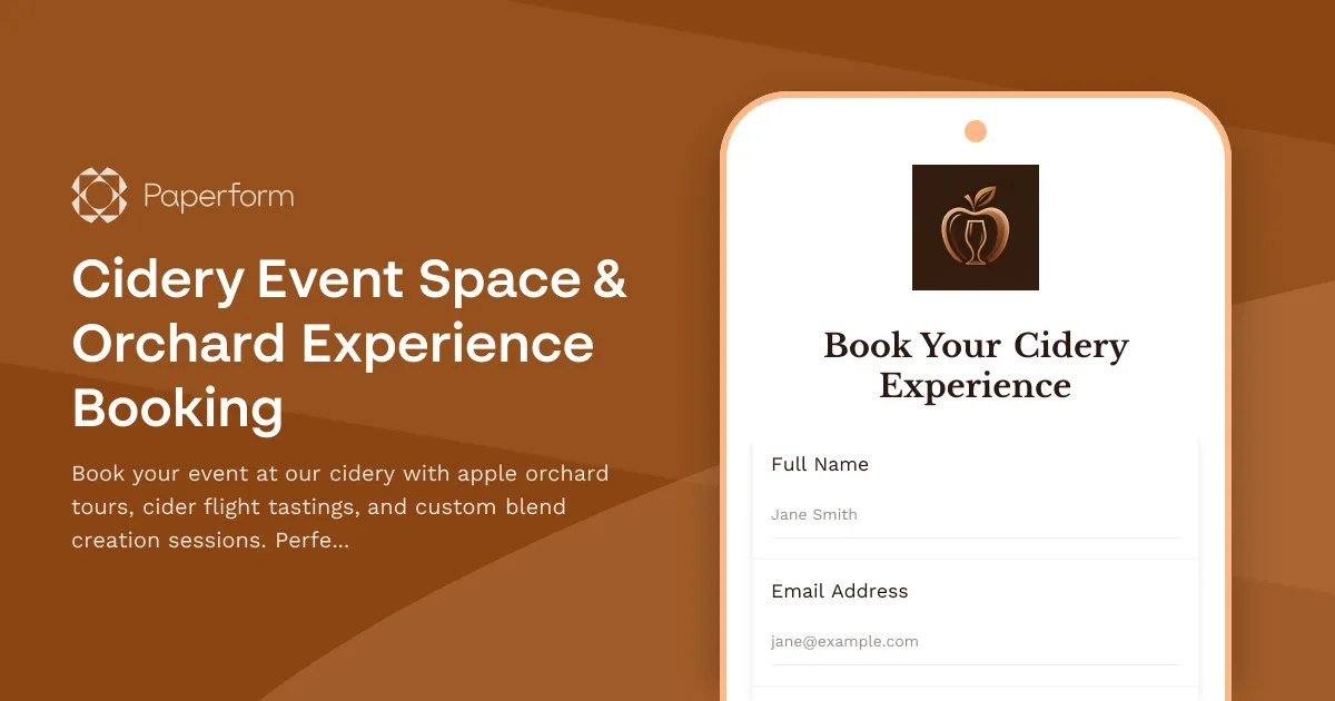 Cidery Event Space & Orchard Experience Booking