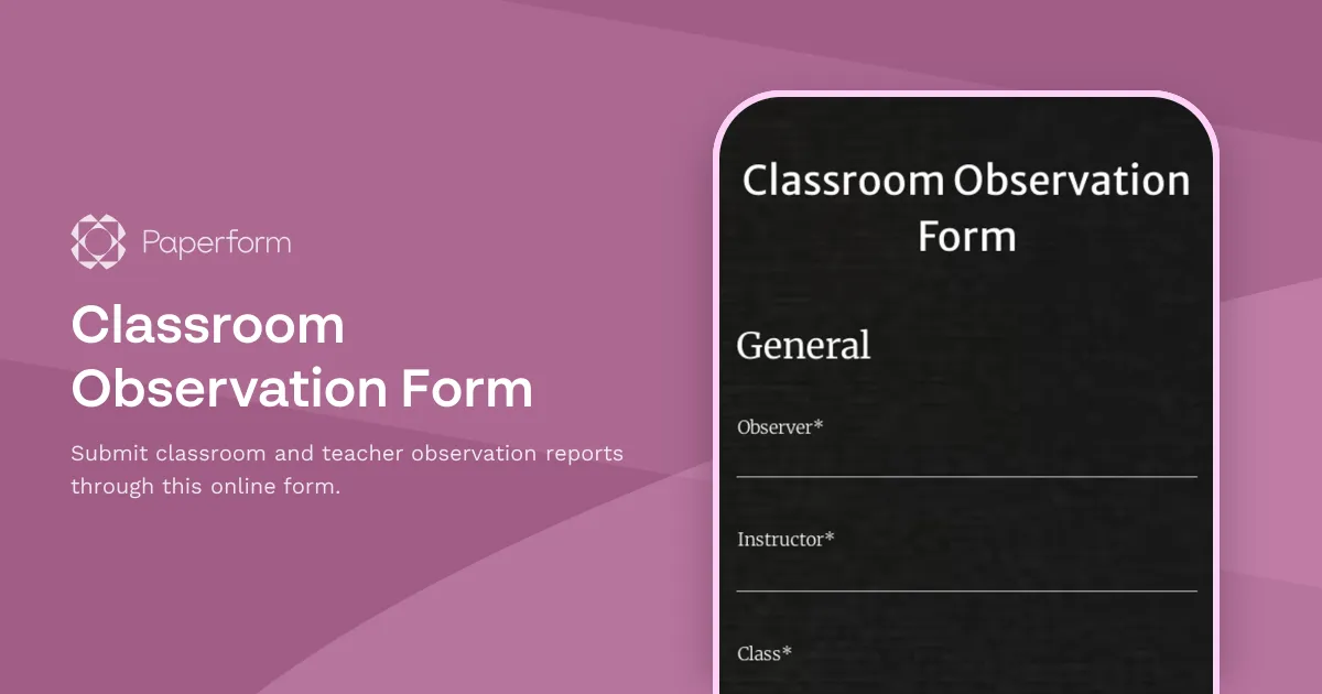 Classroom Observation Form