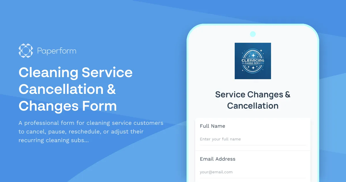 Cleaning Service Cancellation & Changes Form