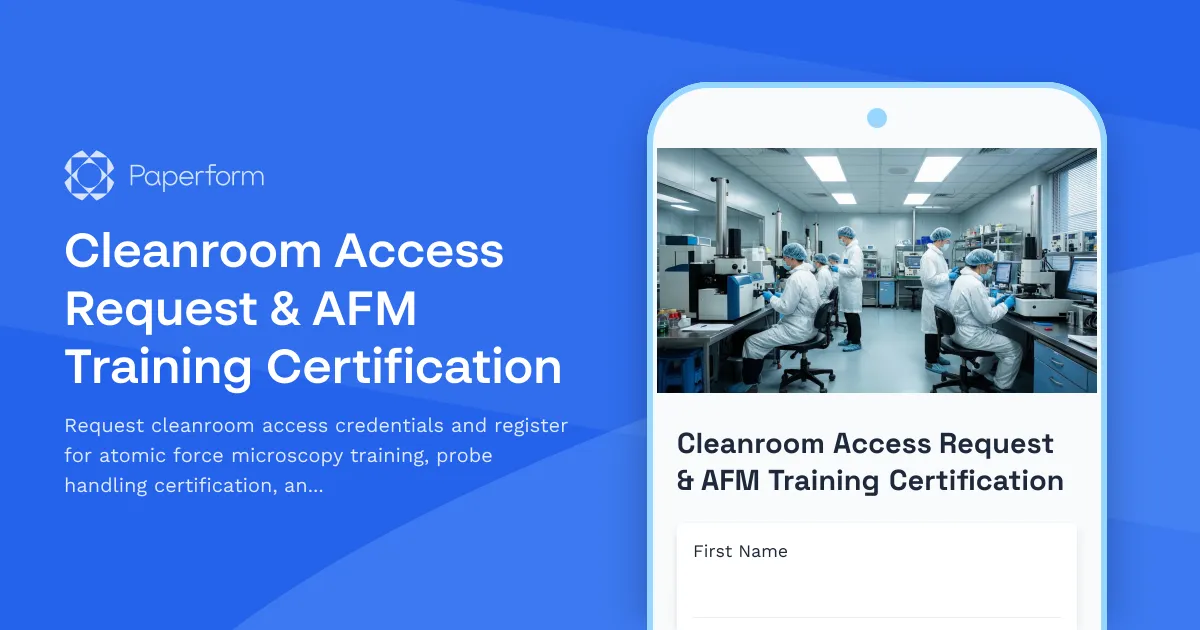 Cleanroom Access Request & AFM Training Certification