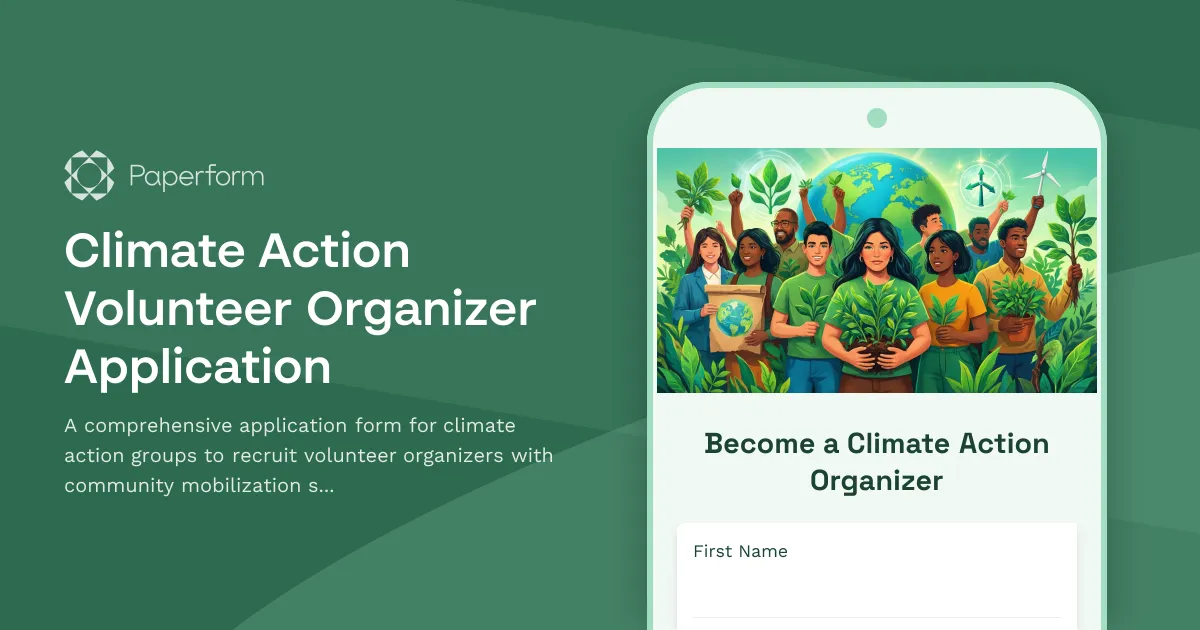Climate Action Volunteer Organizer Application