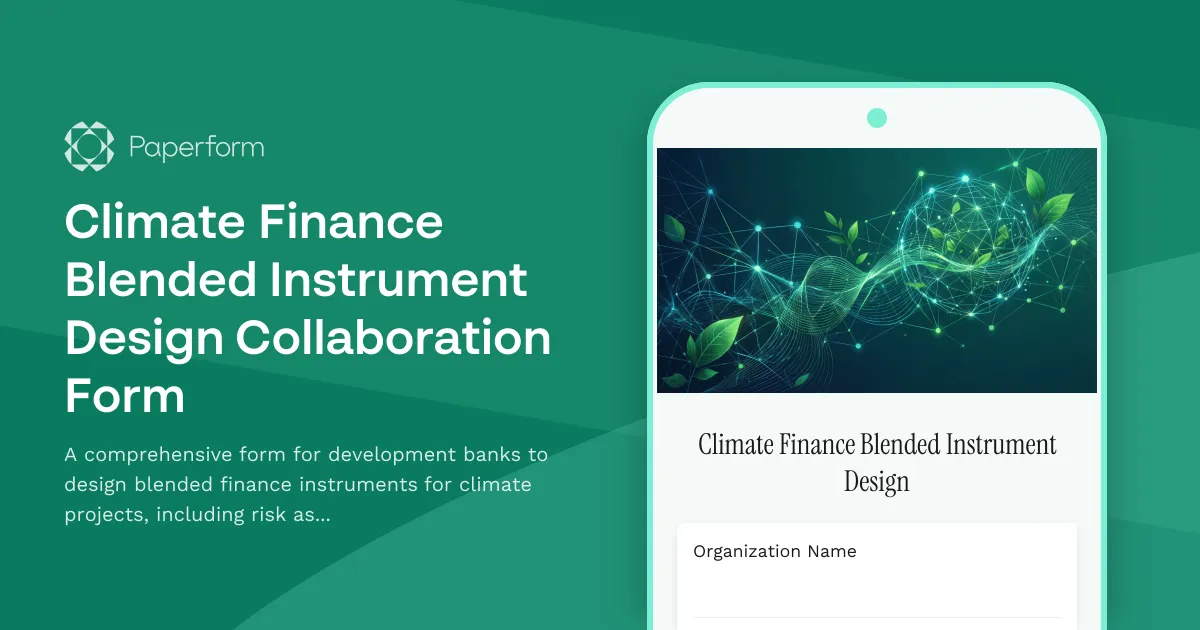 Climate Finance Blended Instrument Design Collaboration Form