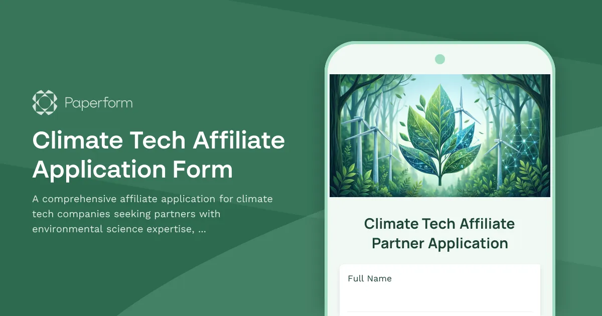 Climate Tech Affiliate Application Form