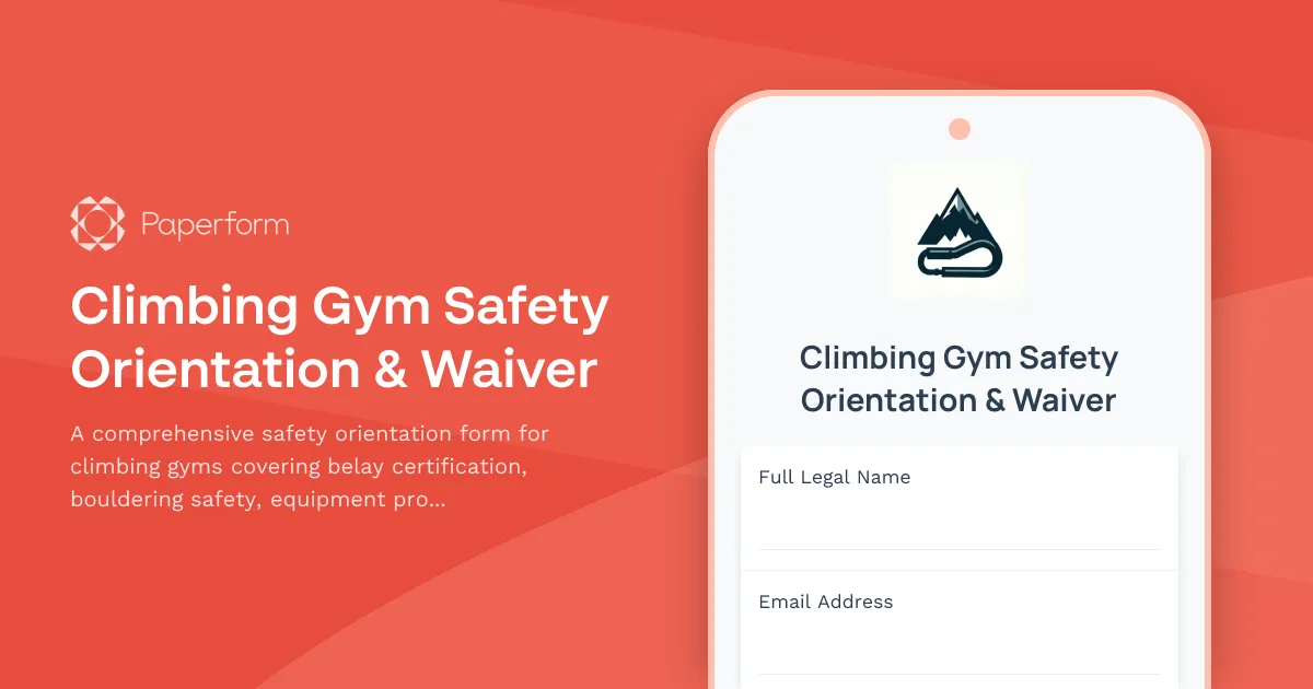 Climbing Gym Safety Orientation & Waiver