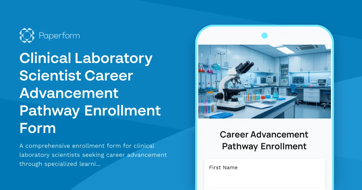 Clinical Laboratory Scientist Career Advancement Pathway Enrollment Form