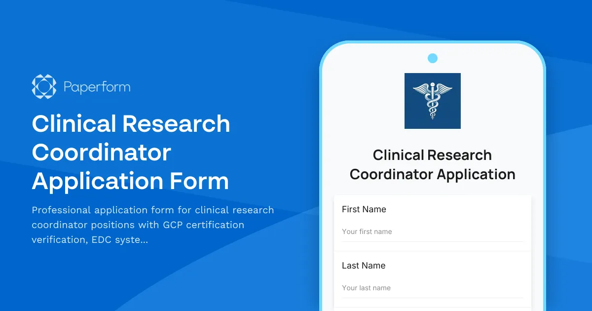Clinical Research Coordinator Application Form