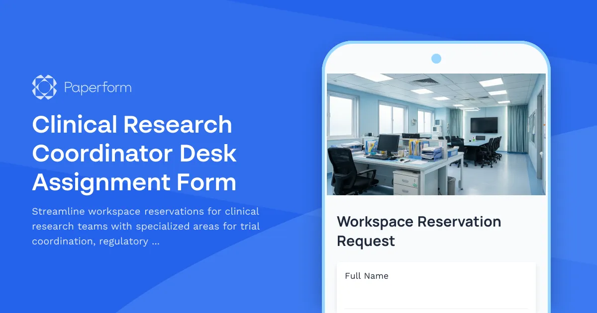 Clinical Research Coordinator Desk Assignment Form