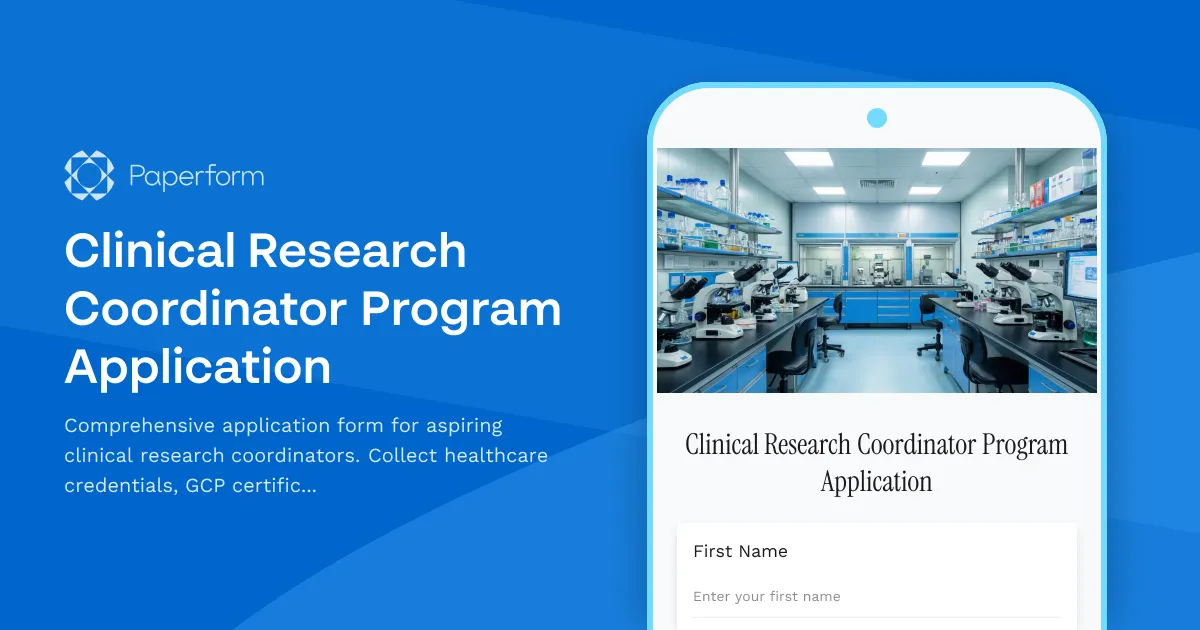 Clinical Research Coordinator Program Application